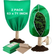 2 Packs Plant Covers Freeze Protection with Burlap Tree Wrap, 63'' x 71'' Plant Covers with Zippers and Drawstrings Winter Frost Cloths for Outdoor Plants & Fruit Trees 2 Pack
