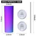 thumbnail image 3 of 20oz Stainless Steel Skinny Tumbler with Telescopic Straw, Vacuum Insulated Slim Travel Cup, 360° Full Wrap Printed, Colorful Aurora Print, 3 of 6