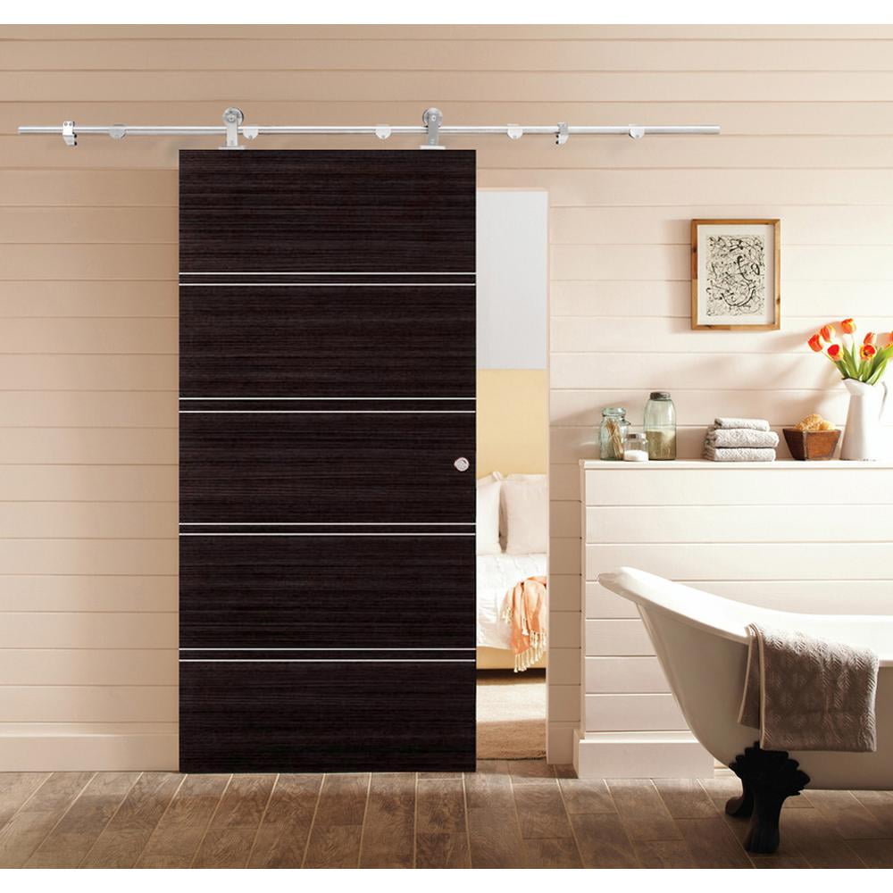 Calhome Top Mount 79 In Stainless Steel Barn Style Sliding Door