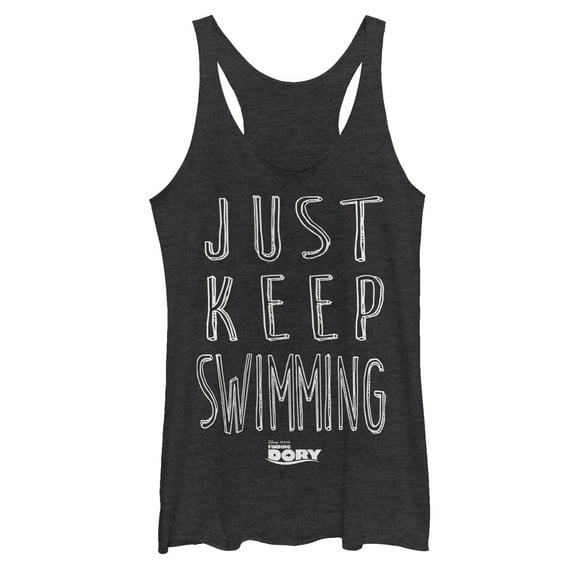 Women's Finding Dory Keep Swimming  Racerback Tank Top Black Heather Small