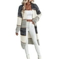 thumbnail image 3 of Suéter Cárdigan para Mujer, Ligero, de Punto Grueso, Larga, Abierto Al Frente, Cuello en V Extragrande, Tendencia de Otoño. Gris L, 3 of 10