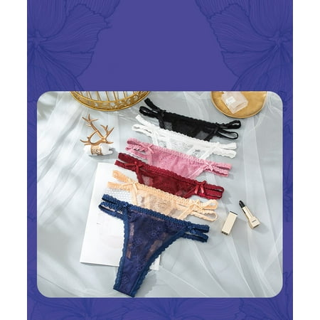 

Women’s Plus Size Underwear Ladies Sexy Lace Low Waisted Panties Soft Full Breathable Sexy T Back Thong For Women 6-Pack