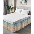 thumbnail image 4 of Colorful Block Art Stone Bed Skirt California King Size 16" Drop Oil Painting Texture Ruffled Wrap Around Bed Skirts Adjustable Elastic Bedskirt Dust Ruffle for California King Size Bed, 4 of 7