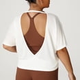 thumbnail image 7 of ShiShine Women's Open Back Workout Tops Oversized Athletic Shirts Plus Size Casual Crop Running Tee Yoga Tops, 7 of 7