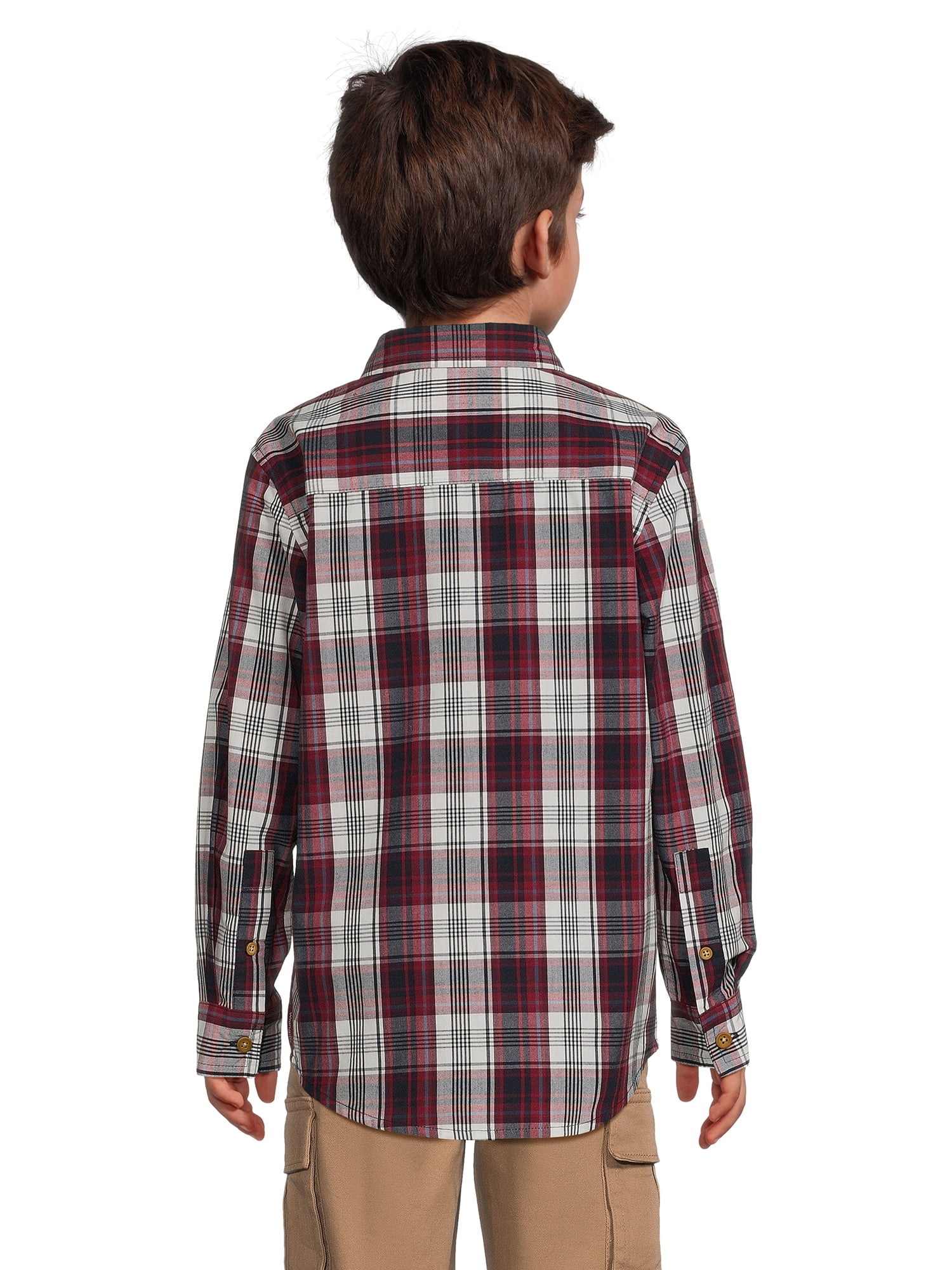 Wrangler Boys Long Sleeve Button-Up Shirt and Short Sleeve Graphic T-Shirt, 2-Pack, Sizes 4-18 & Husky