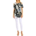 thumbnail image 7 of Hibeli Women Floral Paisley Print Summer T Shirts Cold Shoulder Tunic Top Blouse, 7 of 7