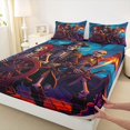 thumbnail image 4 of jejeloiu Ocean Adventure Art Full Size Sheets Kids,Spooky Skeleton Print Bed Sheets For Boys,4 Pieces, 4 of 6