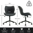 thumbnail image 3 of Kidol & Shellder PU Leather Desk Chair, Adjustable Swivel Office Chair, Upholstered Modern Task Chair with Wheels, Ergonomic Swivel Chair, High Back Chair, Black, 3 of 7