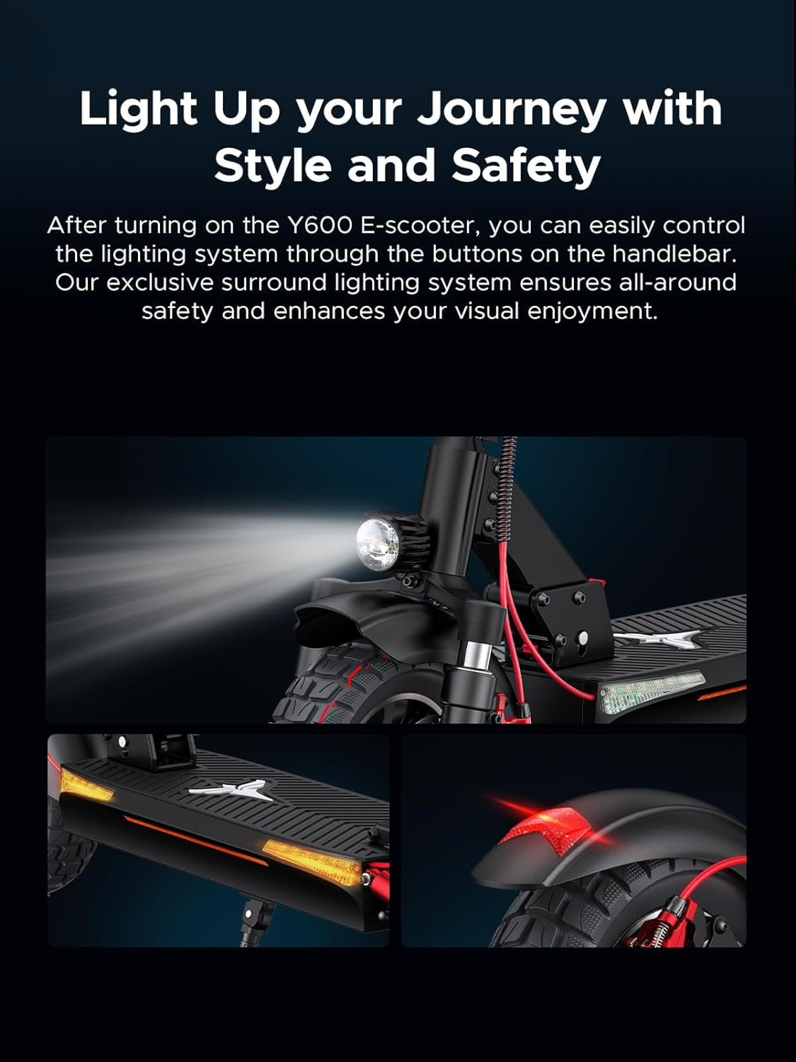 Engwe Y600 Foldable Electric Scooter for Adults,UL 2849 48V 18AH 700W Motor 28MPH E-Scooter,Black