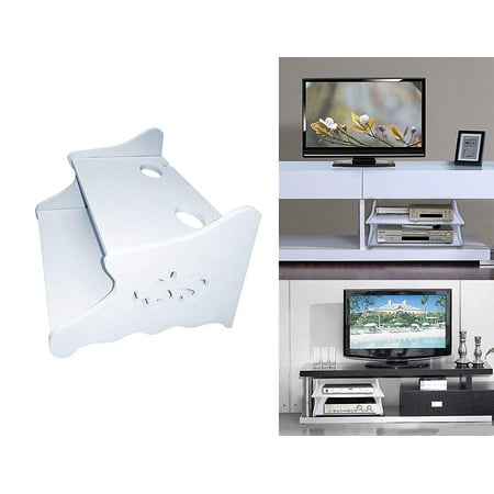 2 Tier Wall Shelf Floating Wall shelf 2 tier with holes for wiring for DVD or Dvr machines holds it up high with additional shelf for remote or small stuff ()