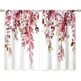 thumbnail image 6 of Burgundy Eucalyptus Small Kitchen Curtains Watercolor Red Leaves Window Treatment Flower Floral Plant Botanical Cafe Short Curtains for Bathroom Dining Fall Tier Treatment Drapes 26x36 inch, 6 of 6