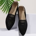 thumbnail image 5 of Women's Pointed Toe Penny Loafers Dressy Ballet Flats Knit Mesh Slip-on Shoes Comfortable Lightweight Black 7.5, 5 of 9