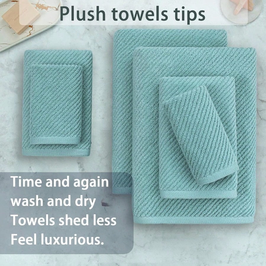 Towels for Bathroom 100 Cotton Lightweight Thick Soft Quick Dry Towels Bath Towel Set of 6 Large 2 Bath 30x56 2 Hand 18x28 2 Washcloths 13x13 Luxury Shower Towel Set Aqua Teal