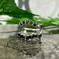 thumbnail image 3 of Vintage Black Diamond Curved Ring Crown Wedding Band Guard- Onyx Matching Bridal Stacking Ring For Her, 3 of 7