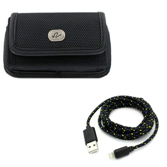 Case Belt Clip w 6ft USB Cable for iPhone 8/7/6S/6 - Rugged Holster Canvas Cover Pouch, Charger Cord Power Wire Braided Long for iPhone 8/7/6S/6 Models