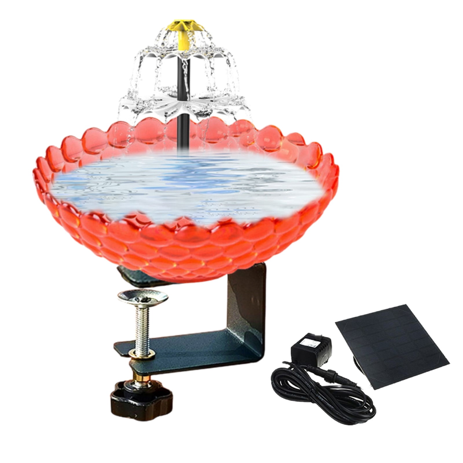 MMJ Solar Fountain Bird Bath Outdoor Garden Mini Solar Powered Bird Bath Basin for Backyard Decoration Metal