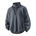 thumbnail image 1 of pstuiky camisas de manga larga para hombre, Sudadera de hombre de color liso con cuello alto, manga larga y diseño de patchwork con semicremallera salir tops xl, 1 of 7