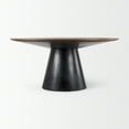 thumbnail image 3 of Mitchell Black Metal Pedestal Base Brown Wood Top Dining Table, 3 of 6
