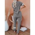 thumbnail image 3 of Womens Short Sleeve Two Piece Outfits Loungewear Sweatsuit Sets Outfits Athletic Tracksuits, 3 of 6