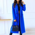 thumbnail image 2 of Women's Fashionable Casual Long Double-Breasted Coat Solid-Colour Woolen Outerwear Jacket for Elegant and Warm Style,Dark Blue,S, 2 of 6