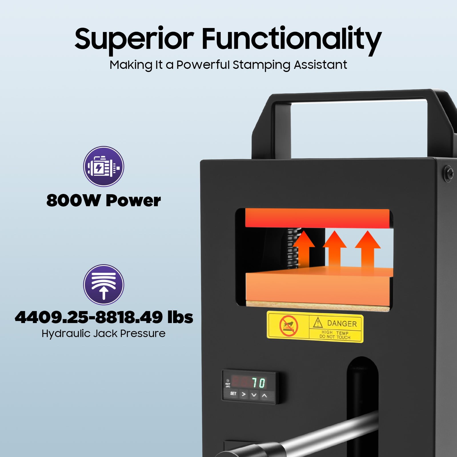 Hydraulic Heat Press Machine Heat Press Machine with Dual Heating Plates 800W for Plant&Flower Oil Embossing