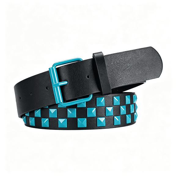 TELOLY Scene Checkered Studded Belt, Punk Alternative Fashion Studded Belts for Men Women Edgy Stud Belt