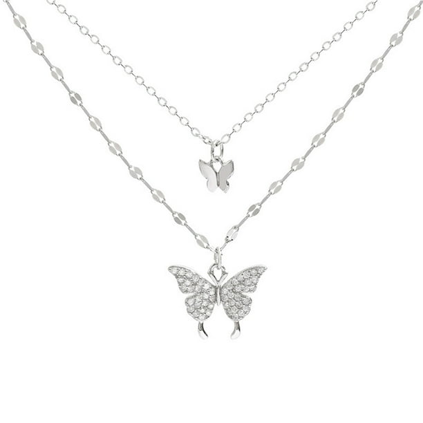 KAKOWELY Gargantilla con forma de mariposa, collar en capas para mujer, dije de mariposa, joyería para el cuello
