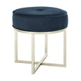 thumbnail image 2 of SAFAVIEH Angelea Contemporary Round Velvet Ottoman, Navy/Brass, 2 of 7