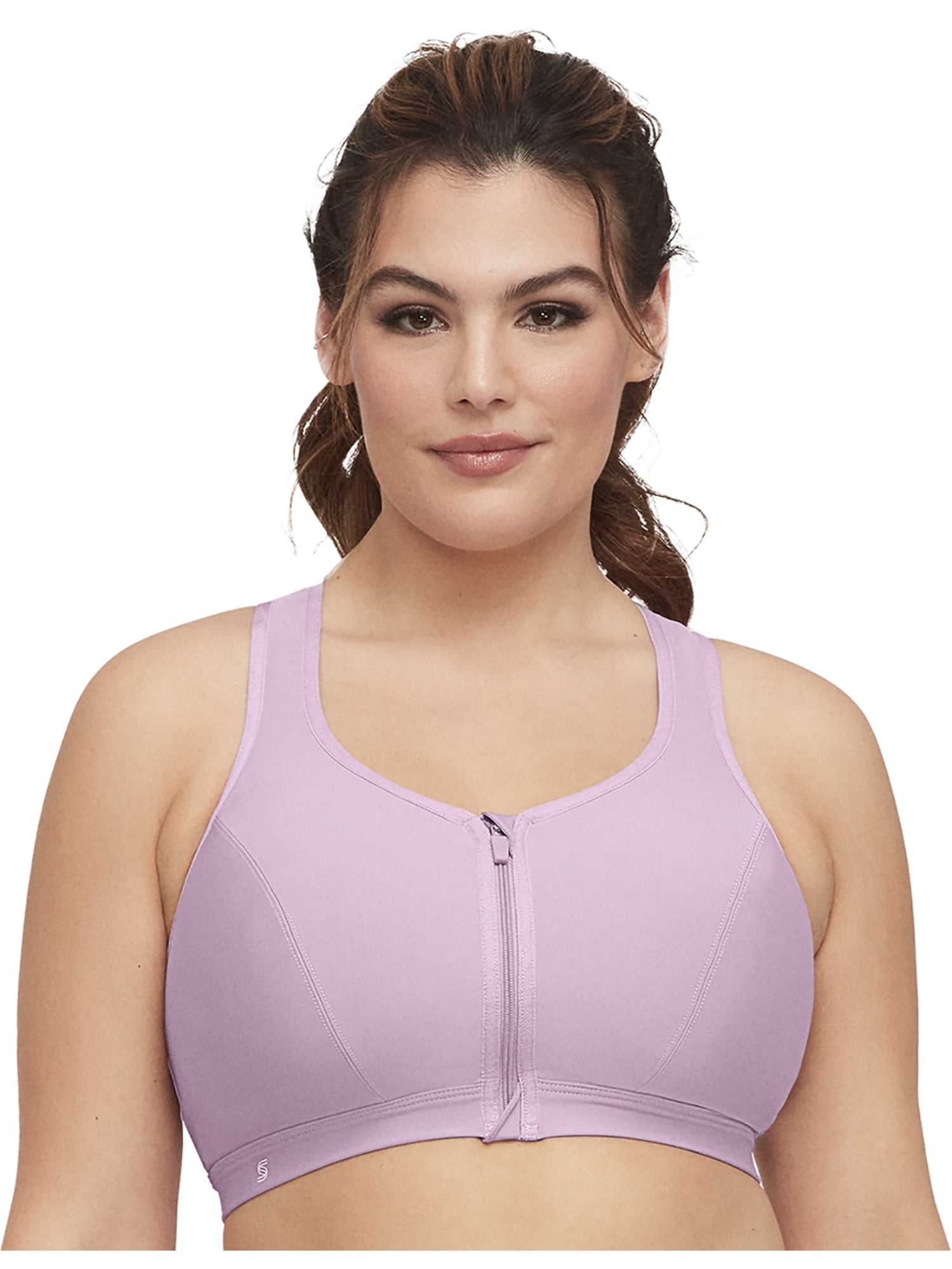 Glamorise Full Figure Plus Size Zip Up Front Closure Sports Bra Wirefree 9266