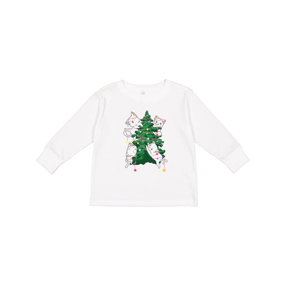 Inktastic Kawaii Cats Christmas Tree Boys or Girls Long Sleeve Toddler T-Shirt