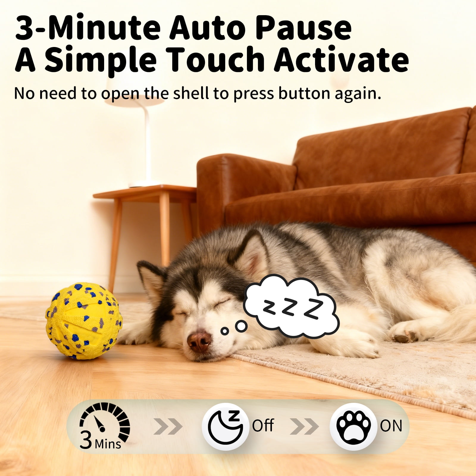 JoyBruko Interactive Dog Toys Ball, Moving Dog Toys to Keep Them Busy, Automatic Self Rolling & Bouncing, Soft E-TPU Material IPX7 Waterproof, Enrichment for Small Medium Large Breeds, Yellow
