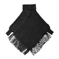 thumbnail image 3 of Women Poncho Sweater Turtleneck Solid Knit Pullover Cape Lightweight Shawl Wrap with Fringes, 3 of 9