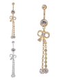 thumbnail image 3 of serony Bowknot Navel Belly Button Rings Copper Zircon Fringe Umbilical Nail Studs Body Piercing Jewelry, 3 of 9