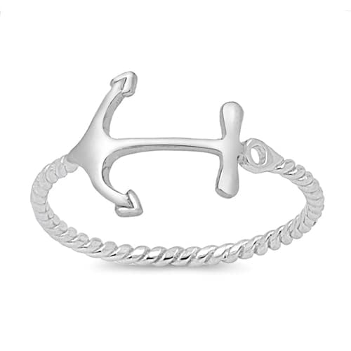 Sterling Silver Band - Silver Ring - Boat Anchor(8)