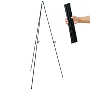 U.S. Art Supply 63" High Steel Easy Folding Display Easel, Instantly Collapses, Adjustable Display Holders, Portable