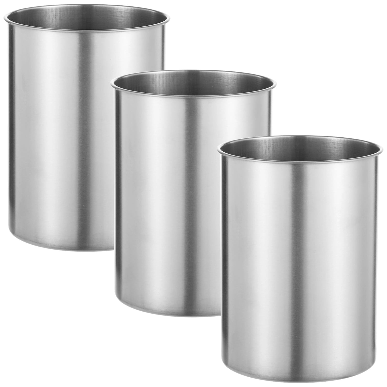 3 PCS Stainless Steel Kitchen Utensil Holders, 5.5 x 7.3 in Cylinder Kitchen Countertop Organizer, Dishwasher Safe Cooking Utensil Holder, Large Capacity for Cafe Restaurant Bakery
