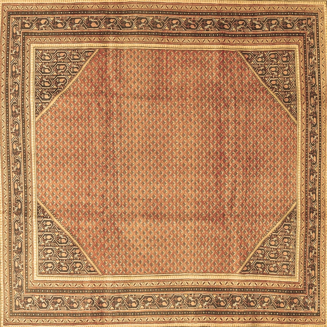 Ahgly Company Indoor Square Persian Brown Traditional Area Rugs, 6 ...