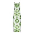 thumbnail image 6 of Sakmal Hawaiian Jumpsuits for Women Summer Wide Leg Beach Tropical Overalls Square Neck Sleeveless Full Green Pants for Women, 6 of 6