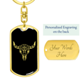 thumbnail image 3 of Calavera Mexican Sugar Skull 7 Stainless Steel or 18k Gold Premium Swivel Dog Tag Keychain, 3 of 16