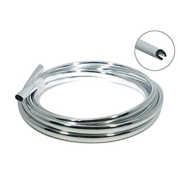 OTOLIMAN Full Size 5m(16feet) x7mm Chrome Sticky Car Door Edge Scratch Guard Trim Molding Protector Cover U Shape Air Vent Edge Decoration