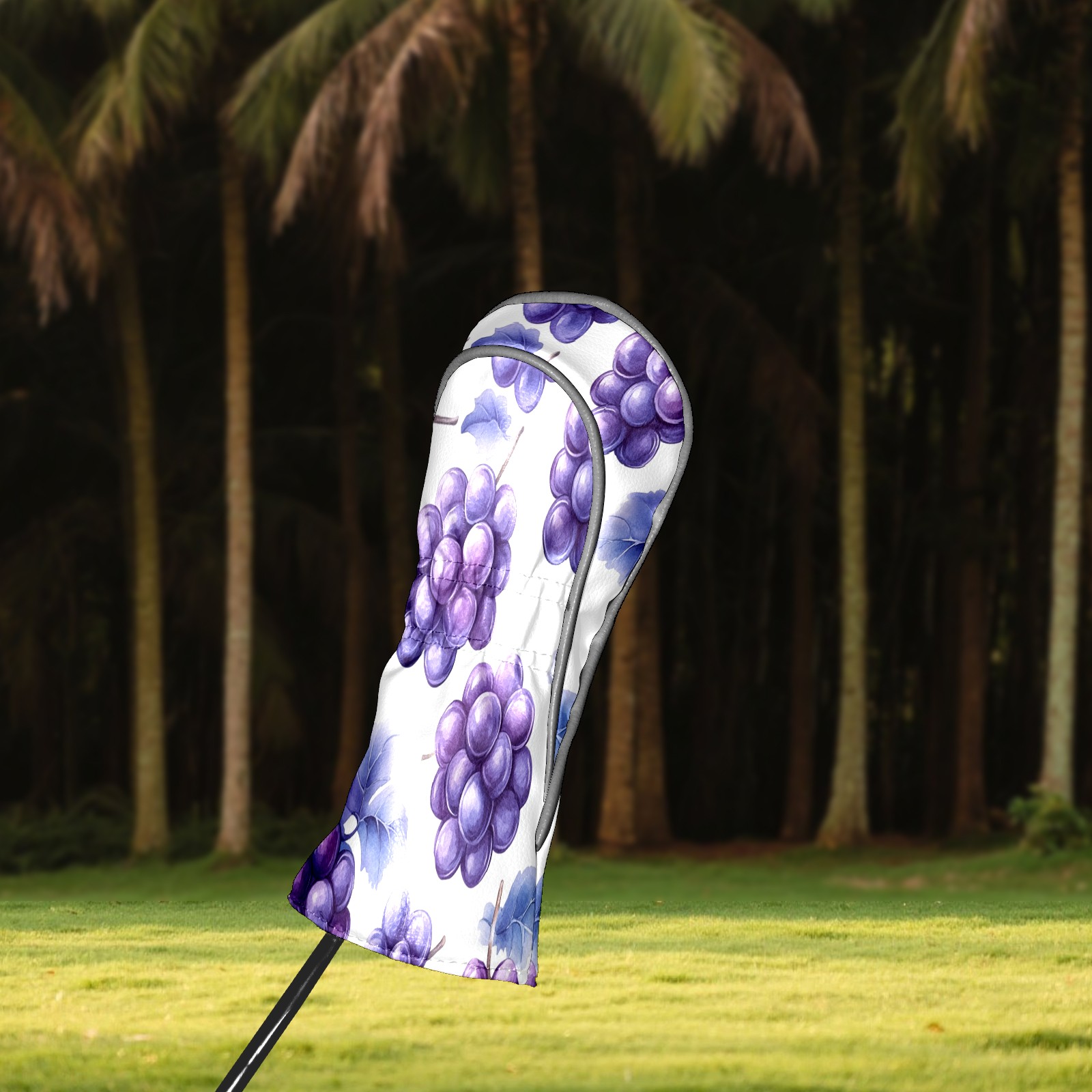 Golf Club Covers PU Leather Waterproof Head Covers for Fairway Woods Hybrids Grape