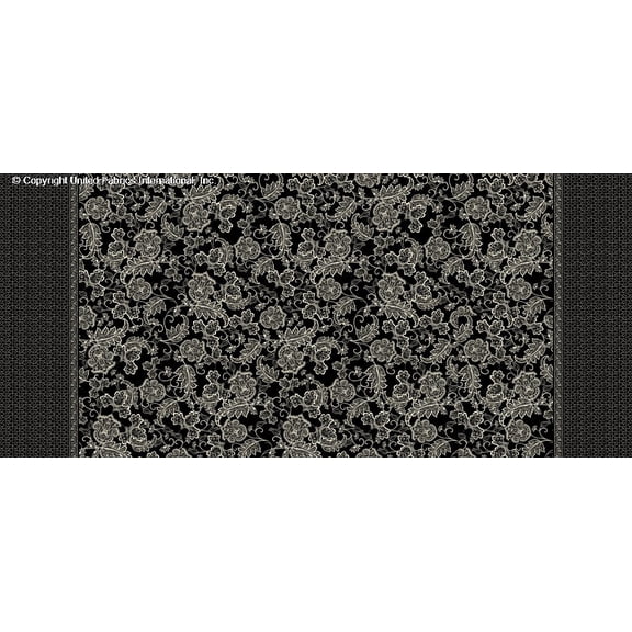 Crepe Techno Printed Orella Knit Fabric, Stretch Crepe Paisley Dress Fabric Yard (BLACK/IVORY, HalfaYard)