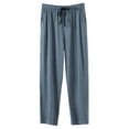thumbnail image 2 of Big & Tall Pajama Pants for Men L-4X Plus Size Drawstring Elastic Waist Trousers with Pockets Casual Solid Wide Leg Soft-Modal Homewear Pant, 2 of 3