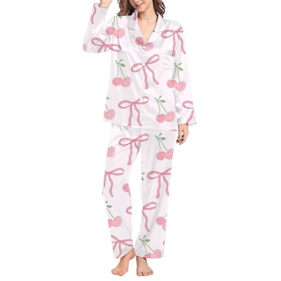 KKBOTIVE Womens Satin Pajama Set - Women Fashion Two Piece Outfits For Women Short Sleeve V Neck Shorts Set ( Pink-F Size: XXL )