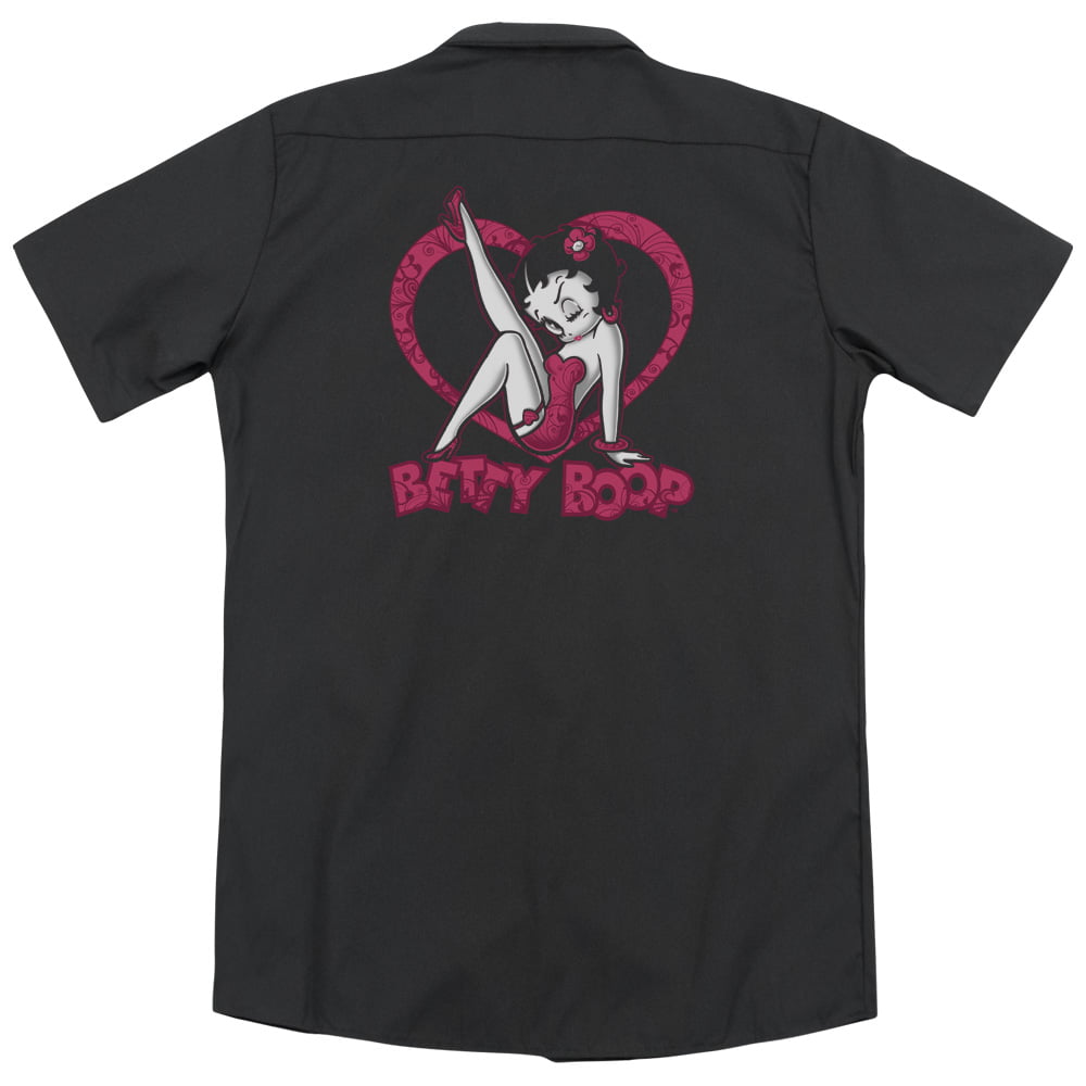 Betty Boop Scrolling Hearts Adult Work Shirt 