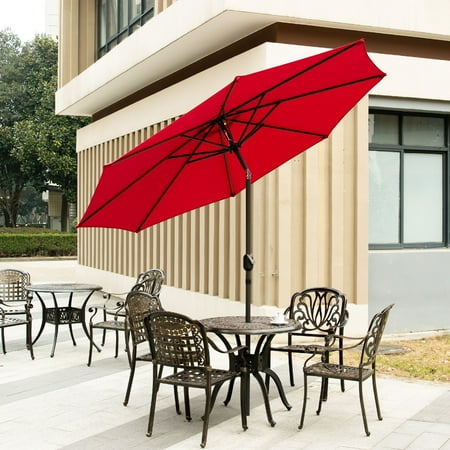 Ainfox 9ft Patio Umbrella Outdoor Table Yard Garden Folding Sunshade Sun With Hand Cranking And Tilt Waterproof Uv Proof