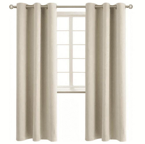 1 PAIR K68 ivory color 100 % blackout thermal drapes for living room sliding patio door window curtain top grommets noise reducing 37' inch wide X 84' inch length each panel