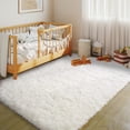 thumbnail image 4 of Janvonne Fluffy Area Rugs for Bedroom,4x6ft Soft Shaggy Bedside Rug, Indoor Floor Carpet for Kids, Dorms, Nursery Rooms, Home Decor Aesthetic,Cream White, 4 of 8