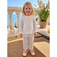 thumbnail image 5 of Loicainy Baby Toddler Girl Fall Clothes Set 6 12 18 24 Months 2T 3T 4T 5T Long Sleeve Crew Neck Striped Tops and Pants Outfits, 5 of 9