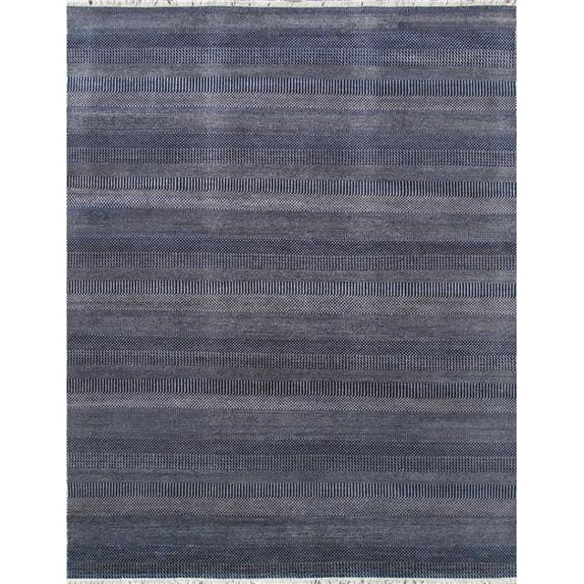 Pasargad Home GRASS-NVY 3X5 Transitiona Collection Hand-Kontted Silk & Wool Area Rug, Navy & Light Blue - 3 ft. 2 in. x 5 ft. 2 in.